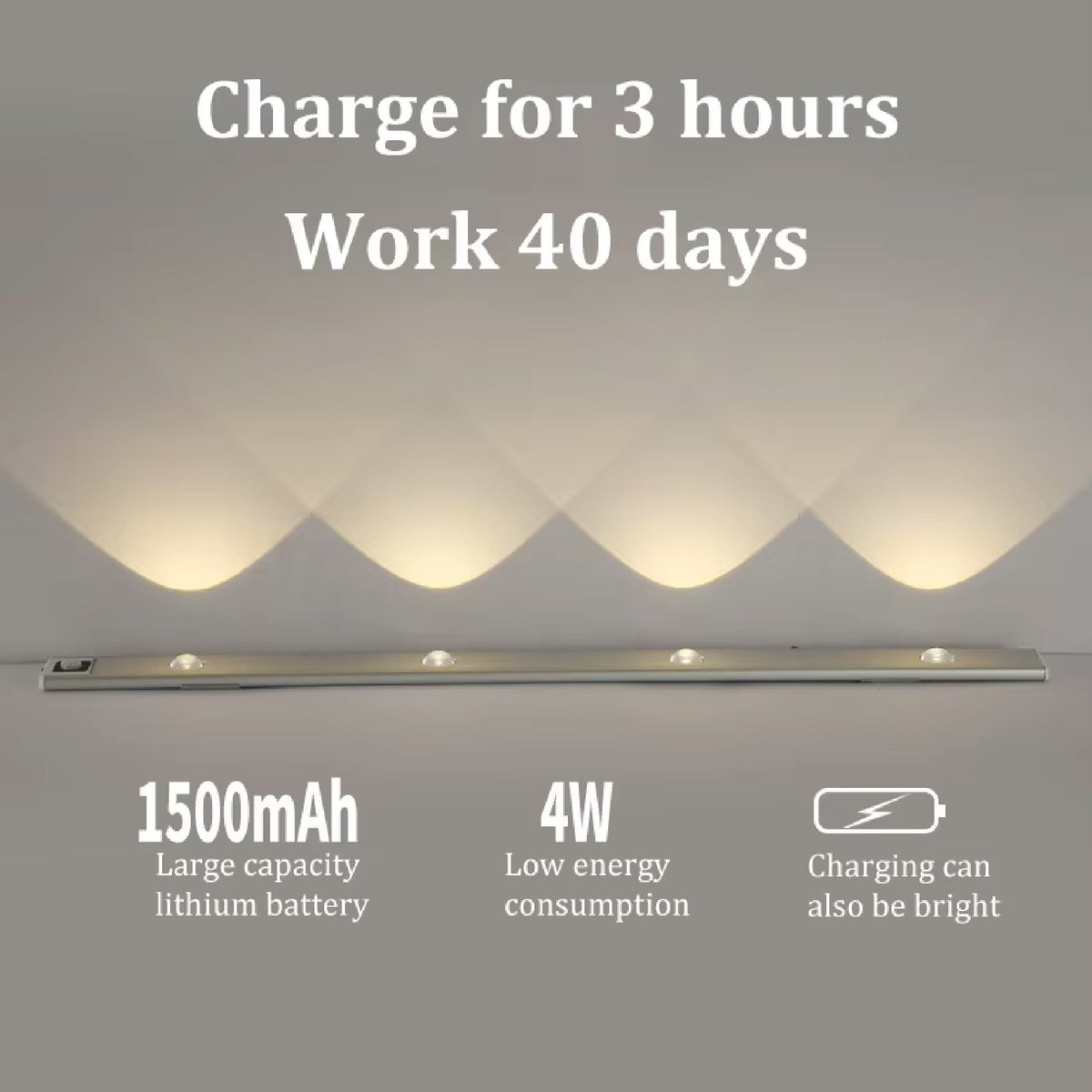 LAMPARA LUZ LED BARRA CON SENSOR 60 CM